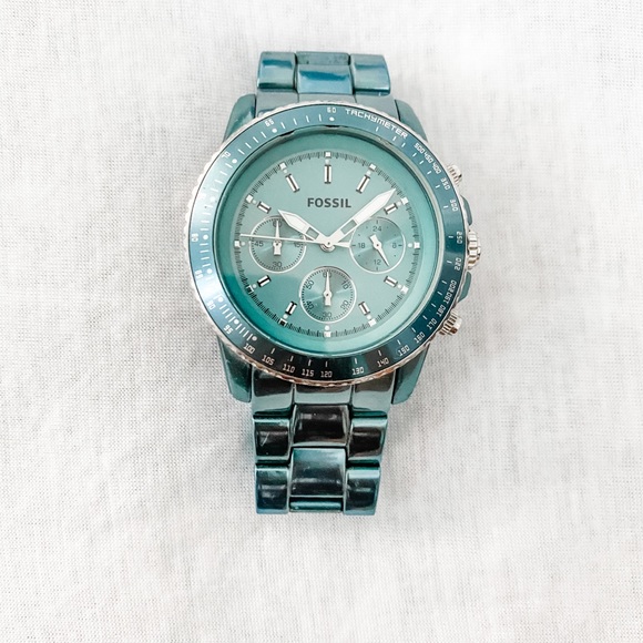 Fossil Accessories - Fossil turquoise chronograph watch